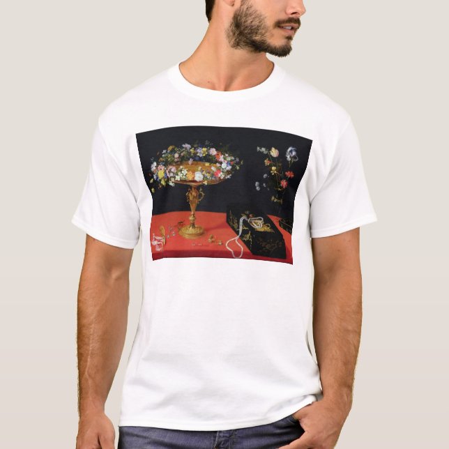 A Still Life of a Tazza with Flowers T-Shirt (Front)