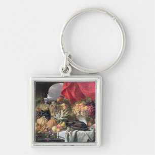 A Still Life of Game Birds and Numerous Fruits Keychain