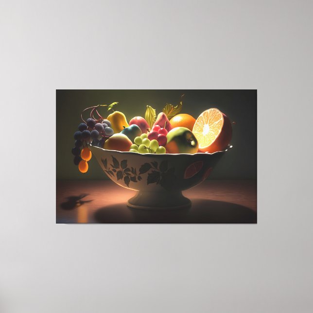 A still life painting of a bowl of fruits canvas p (Front)
