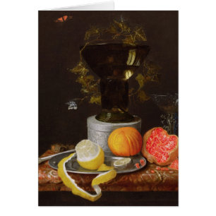 A Still Life with a Glass and Fruit on a Ledge