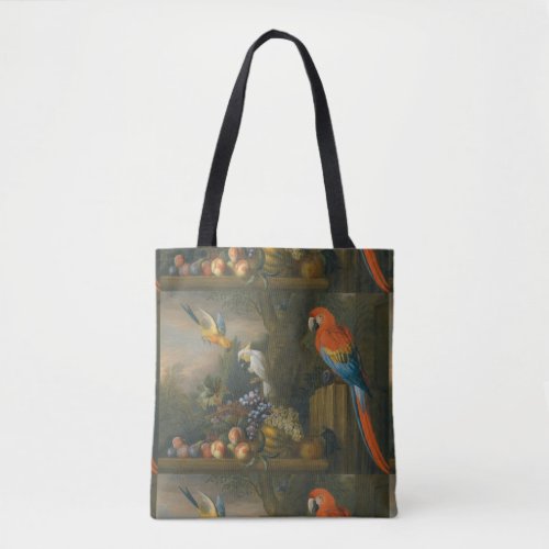 A Still Life With Fruit Parrots And a Cockatoo Tote Bag