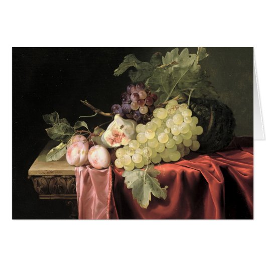 A still life with grapes, plums cards (Front Horizontal)