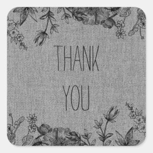 A Stitch in Time: A Floral Thank You Square Sticker
