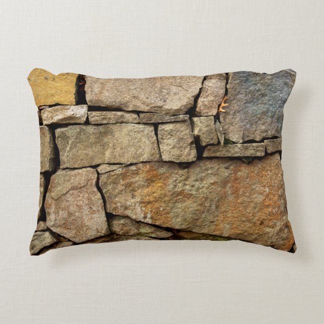 A stone wall made of cobblestones background textu accent pillow (Front)