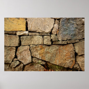 A stone wall made of cobblestones background textu poster