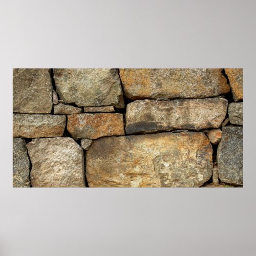 A stone wall made of cobblestones background textu poster