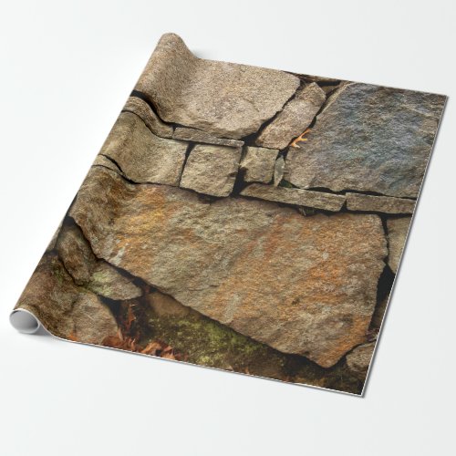 A stone wall made of cobblestones background textu wrapping paper