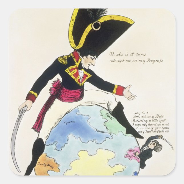 A Stoppage to a Stride over the Globe, 1803 Square Sticker (Front)