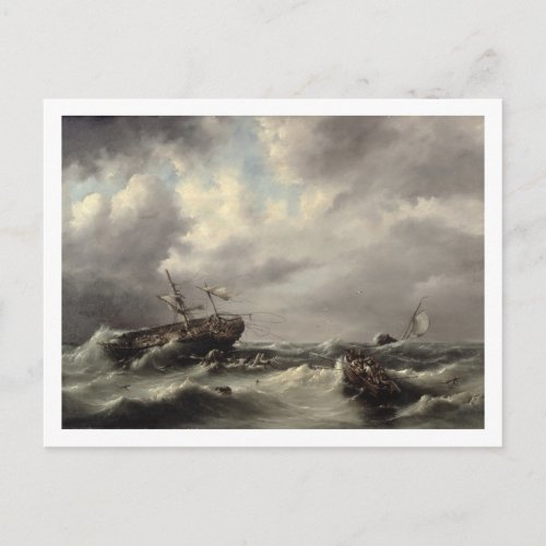 A Storm at Sea oil on panel Postcard