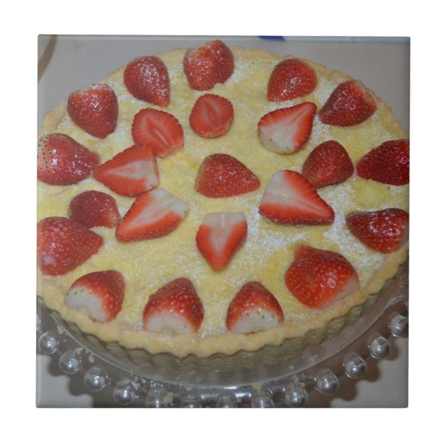 A strawberry cake ceramic tile (Front)