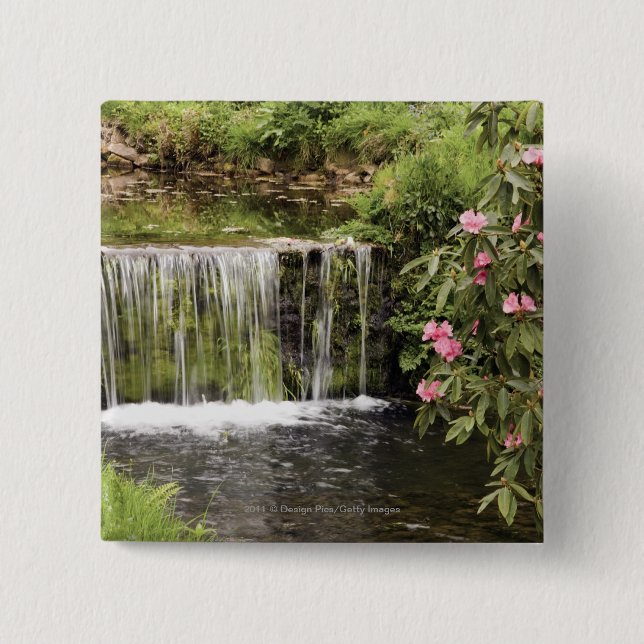 A Stream And Waterfall In Dartmoor National Park Pinback Button (Front)