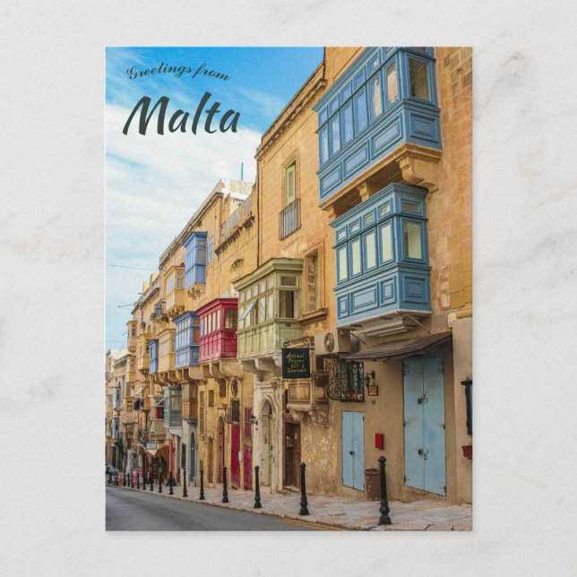 A Street in La Valletta Malta Postcard (Front)