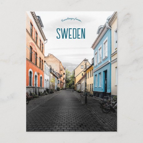 A Street in Malm Sweden Postcard