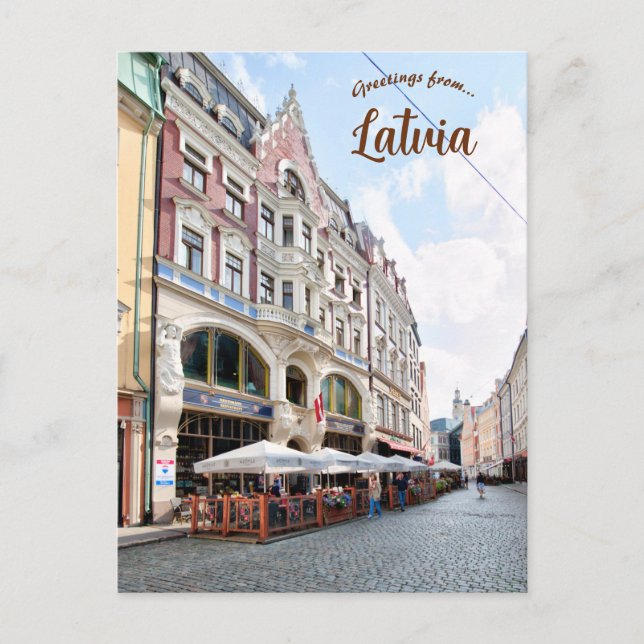 A Street in Riga Latvia Postcard (Front)