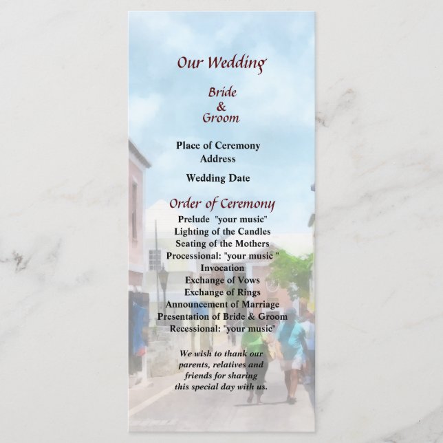 A Street in St George Bermuda Wedding Program (Front)