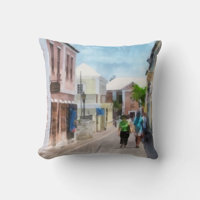 A Street in St. George's Bermuda Throw Pillow (Front)