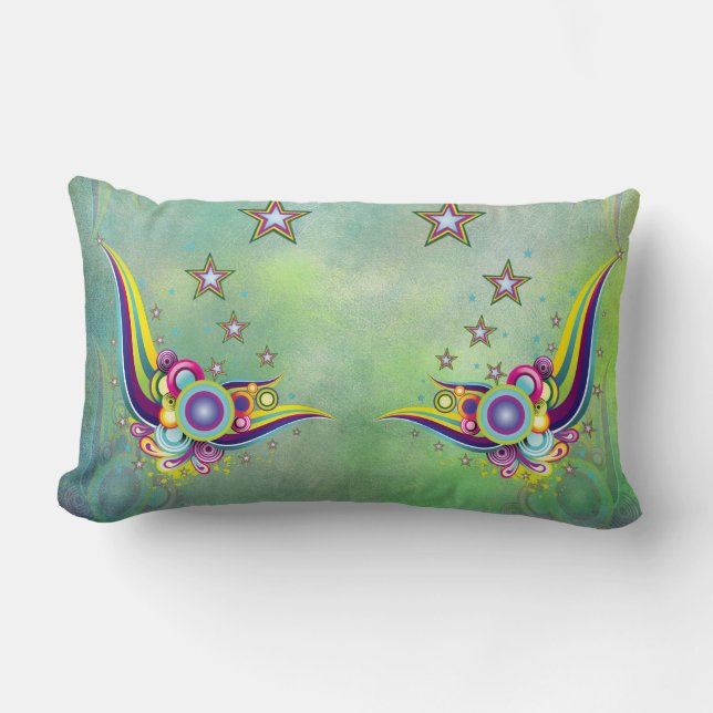 A Striking aquamarine abstract Lumbar Pillow (Front)