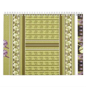 A striking floral design featuring purple and yell calendar