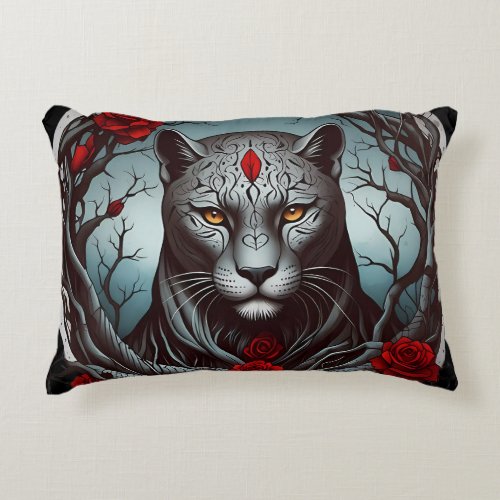 A striking illustration of a panther accent pillow