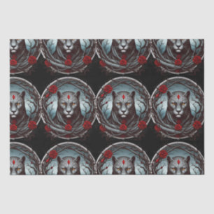 A striking illustration of a panther tissue paper