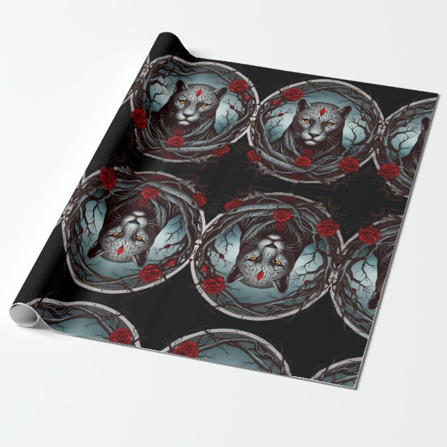 A striking illustration of a panther wrapping paper (Unrolled)