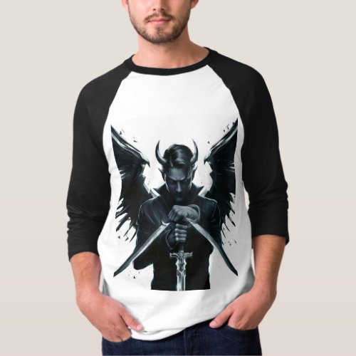 A striking of a dark male devil T_Shirt