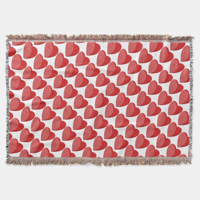 A Striped Red Heart Throw Blanket (Front)