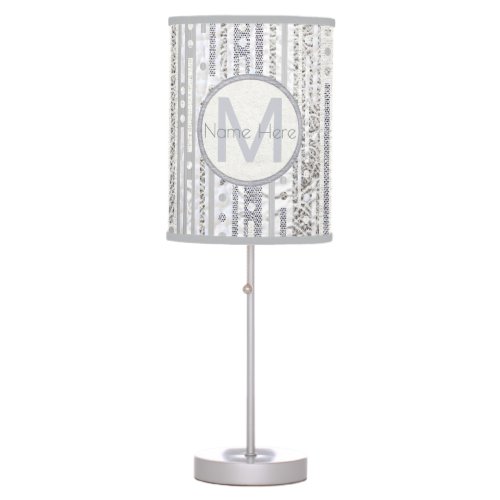 A Stripes Dots Silver White Dorm Room Lighting Table Lamp