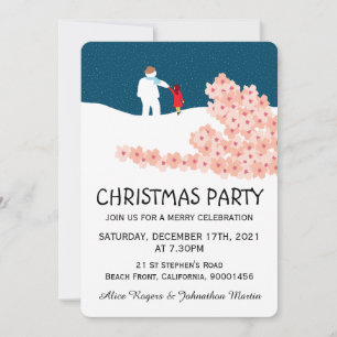 A Stroll With Snowman Christmas Party Invitation