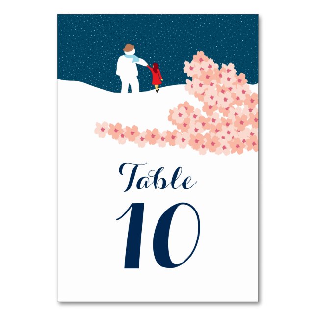 A Stroll With Snowman Christmas Table Number (Front)