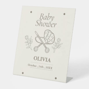 A Stroller Adventure   Gender Neutral Baby Shower  Pedestal Sign