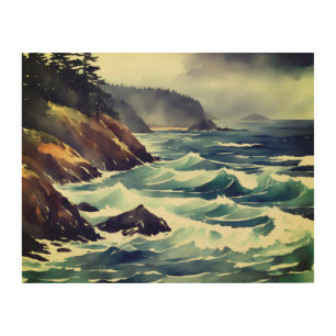 A strong Oregon coastal storm Wood Wall Art