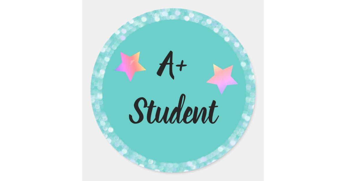 A+ Student with Stars Classic Round Sticker | Zazzle