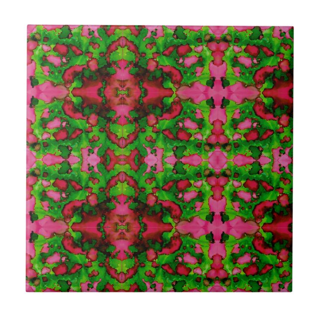 A Study in Pink & Green Ceramic Tile (Front)
