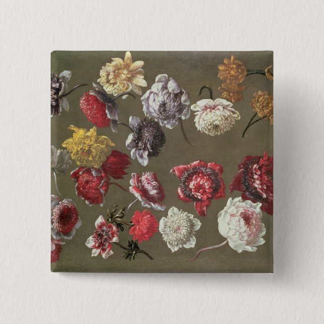A Study of Peonies (oil on canvas) Pinback Button (Front)