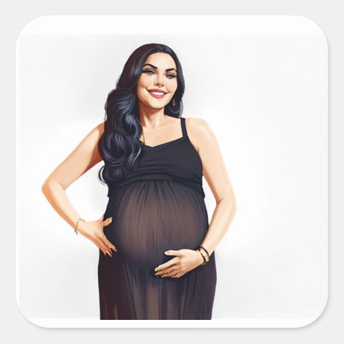 A Stunning and Glamorous Pregnant Woman Square Sticker