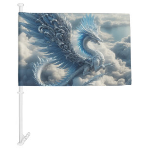 A Stunning Dragon Surrounded by Clouds  Car Flag