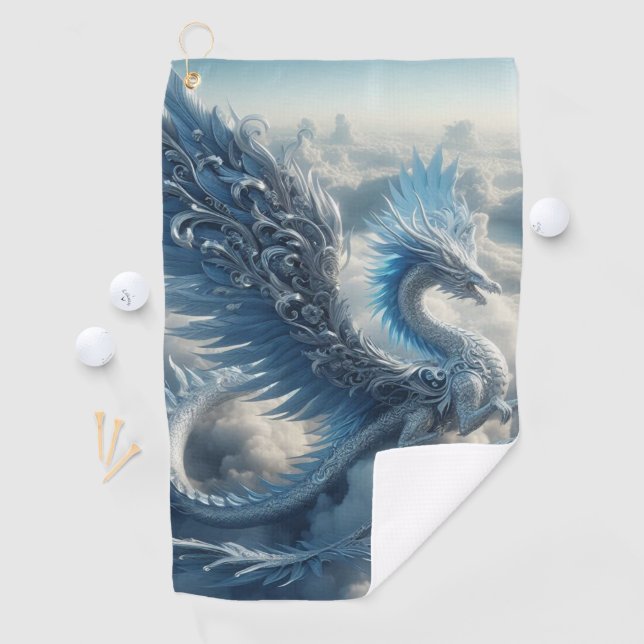 A Stunning Dragon Surrounded by Clouds  Golf Towel (InSitu)