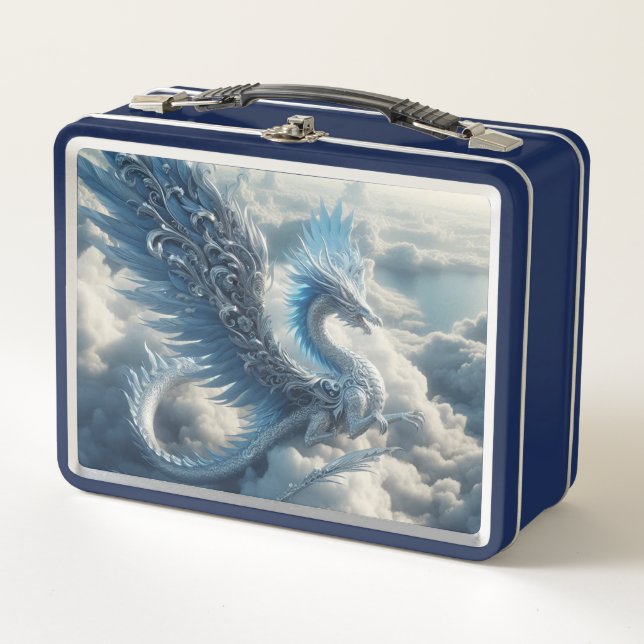 A Stunning Dragon Surrounded by Clouds  Metal Lunch Box (Front)