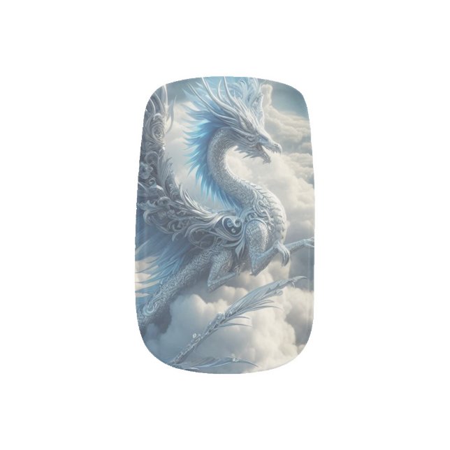 A Stunning Dragon Surrounded by Clouds  Minx Nail Art (Left Thumb)