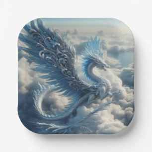 A Stunning Dragon Surrounded by Clouds  Paper Plates