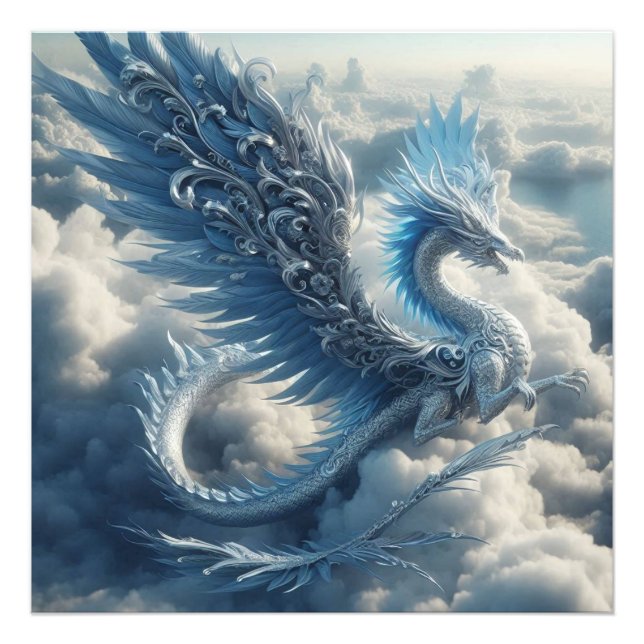A Stunning Dragon Surrounded by Clouds  Photo Print (Front)