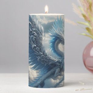 A Stunning Dragon Surrounded by Clouds Pillar Candle