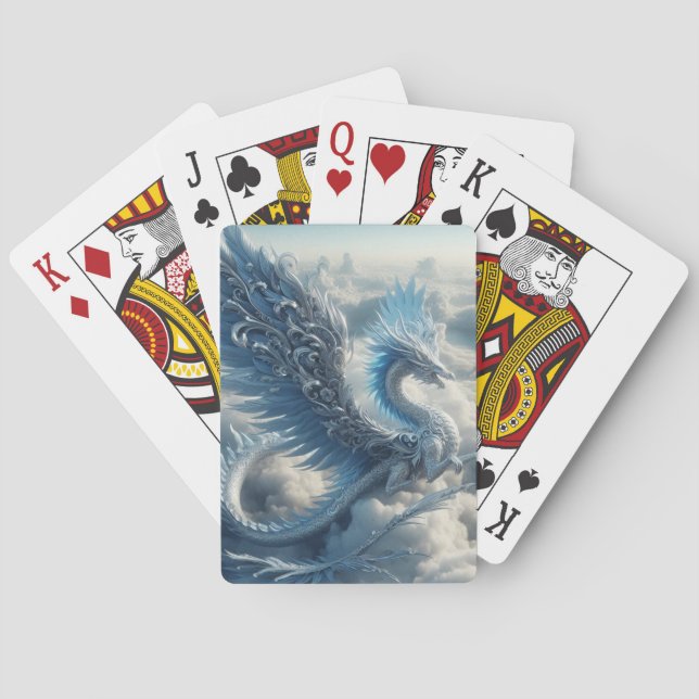 A Stunning Dragon Surrounded by Clouds  Poker Cards (Back)