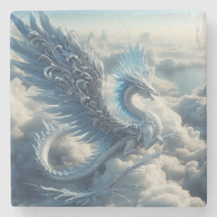 A Stunning Dragon Surrounded by Clouds Stone Coaster