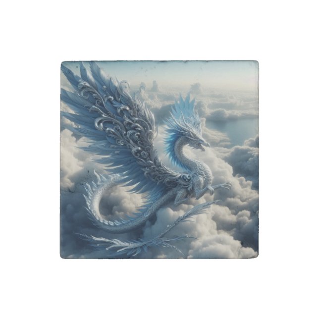 A Stunning Dragon Surrounded by Clouds  Stone Magnet (Front)