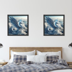 A Stunning Dragon Surrounded by Clouds Wall Art Sets