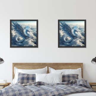 A Stunning Dragon Surrounded by Clouds Wall Art Sets