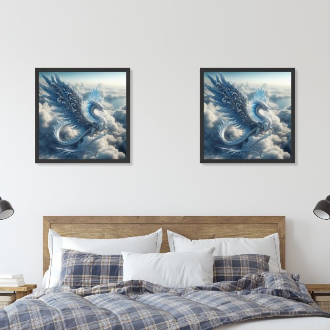 A Stunning Dragon Surrounded by Clouds  Wall Art Sets (Bedroom)