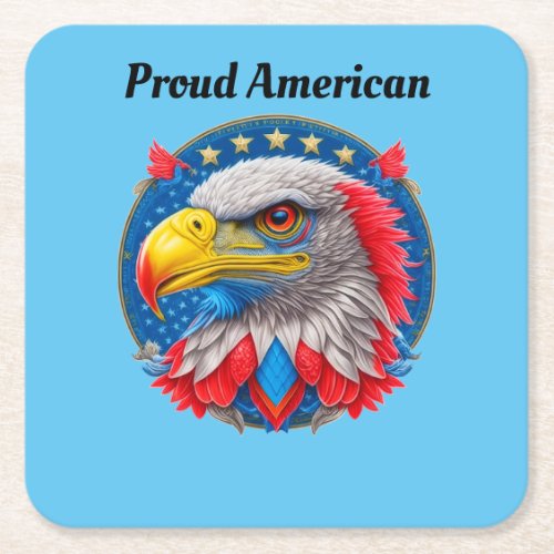A stunning eagle 1 square paper coaster